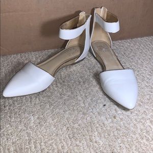 Flat white and gold dress shoes